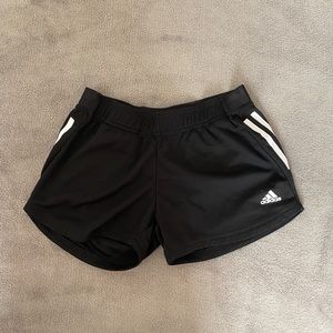 Adidas Women's Aeroready Woven 3-Stripes Running Shorts White Black Size XS